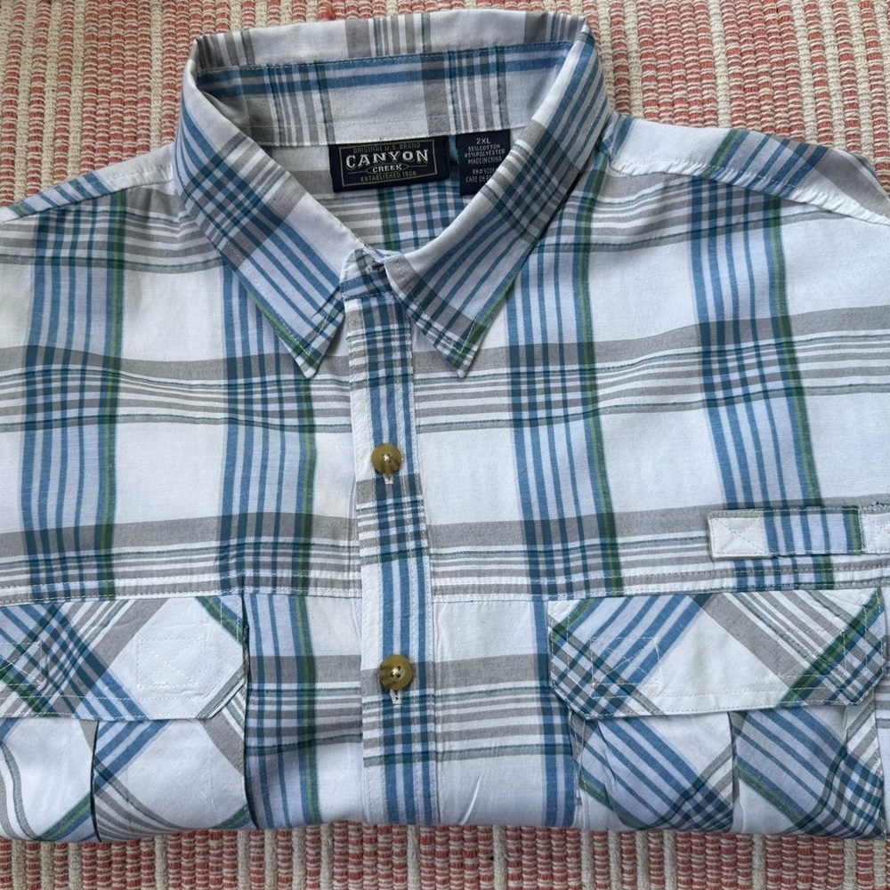 Canon Creek Blue, Grey and Green Plaid Men's Longsleeve Shirt